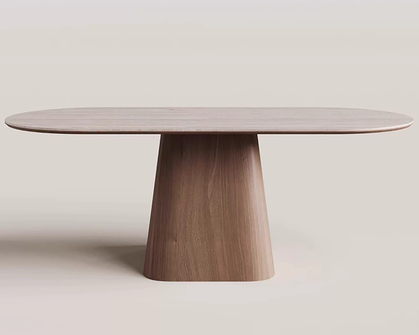 KIERRA Contemporary Travertine Dining Table