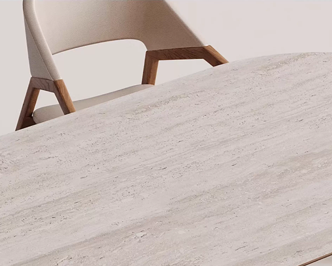 KIERRA Contemporary Travertine Dining Table