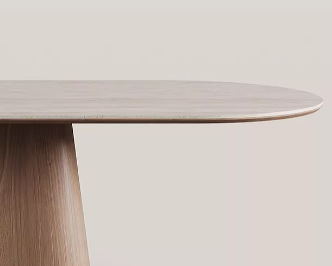 KIERRA Contemporary Travertine Dining Table