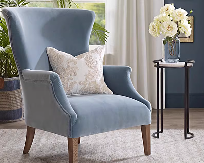 bespoke blue highback armchair lounge chair, custom ,ade in Singapore