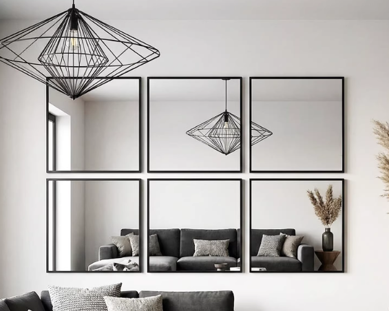 modern minimalist geometric mirror wall art, custom made furniture in Singapore