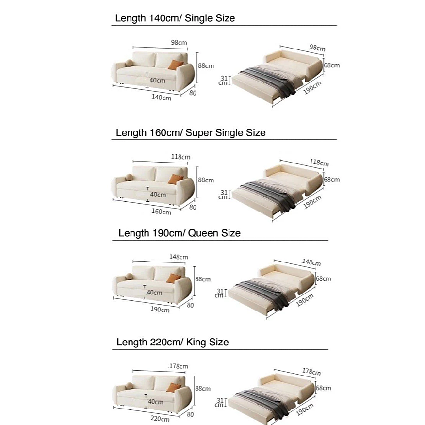 LURALLE Boucle Fabric Sofa Bed