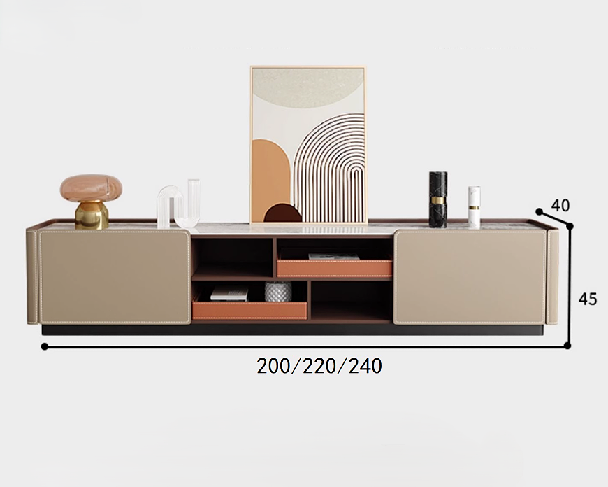 MIAH Modern Leather TV Console & Coffee Table Set