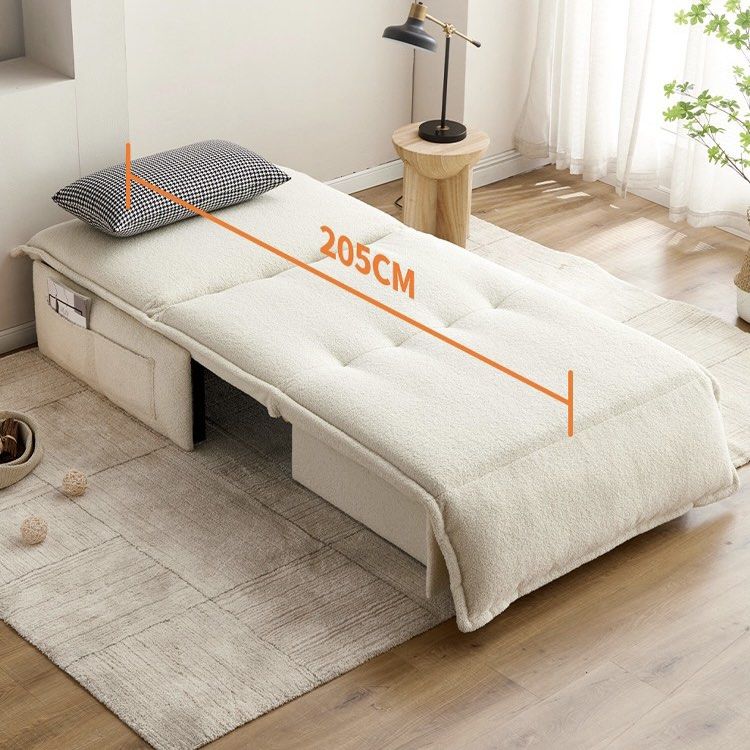 White sofa bed in boucle fabric