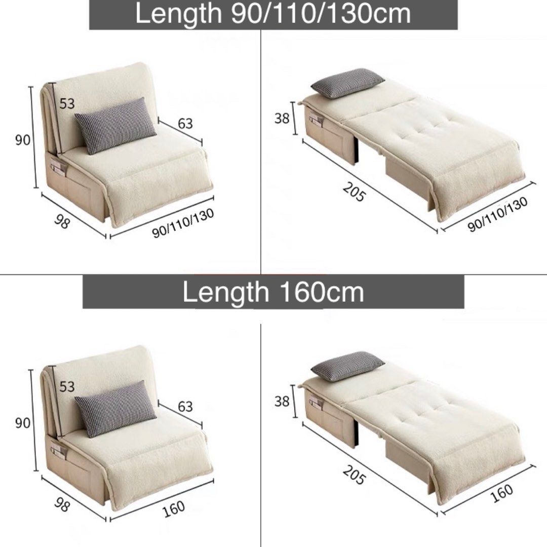 Dimensions of a beige sofa bed