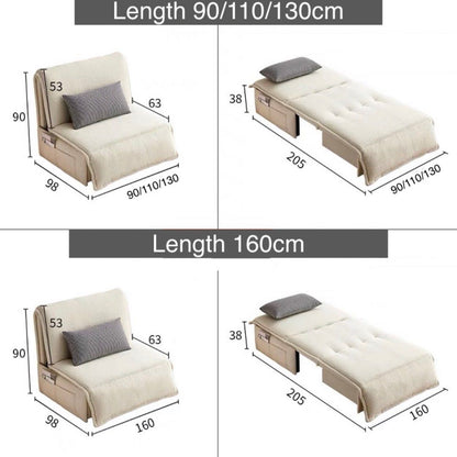 Dimensions of a beige sofa bed