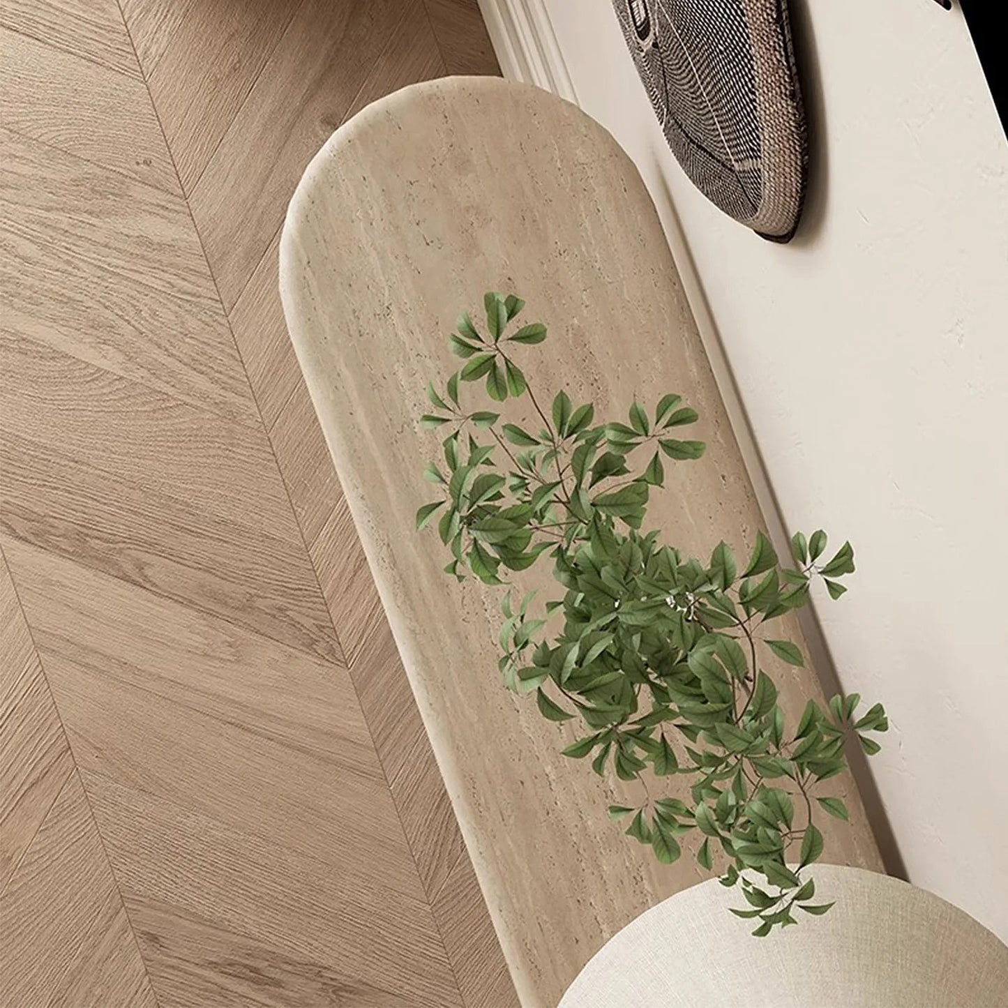 NADEA Modern Travertine Console Table