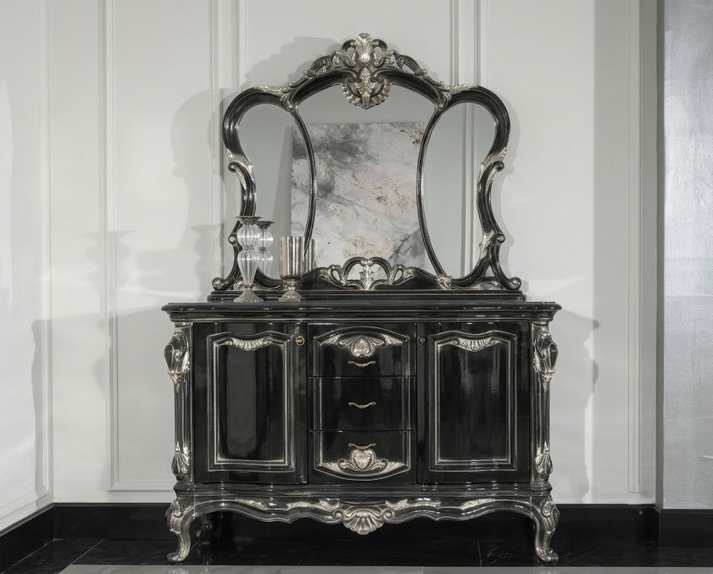 ODASI Baroque Vanity Mirror & Cabinet Set