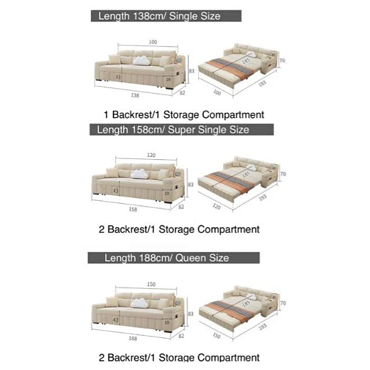 SANS Modern Storage Sofa Bed