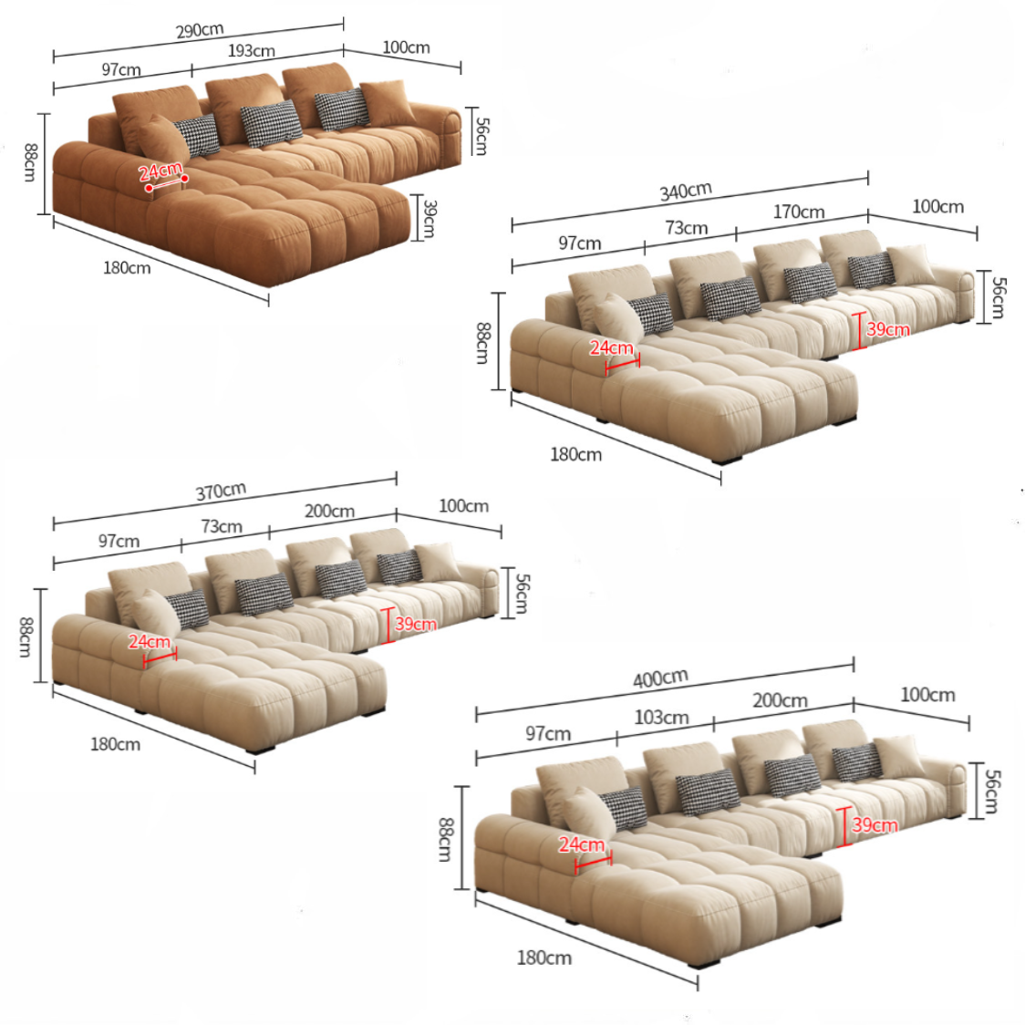 SYLA Modern Scratch Resistant Sectional Sofa