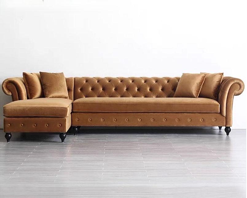 VERA Modern Victorian Chesterfield L-Shape Sofa