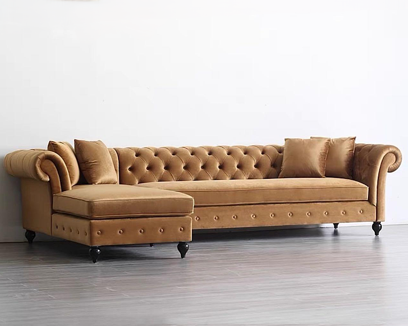 VERA Modern Victorian Chesterfield L-Shape Sofa