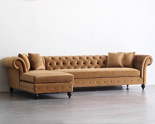 VERA Modern Victorian Chesterfield L-Shape Sofa