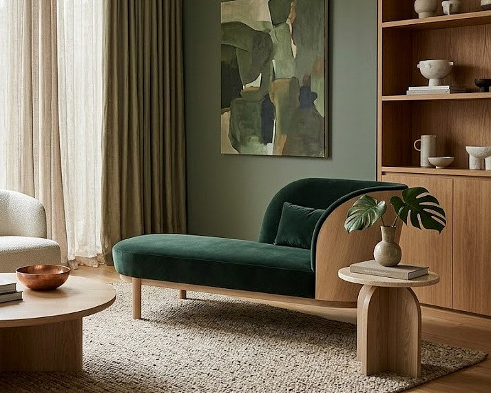 custom made modern velvet chaise lounge