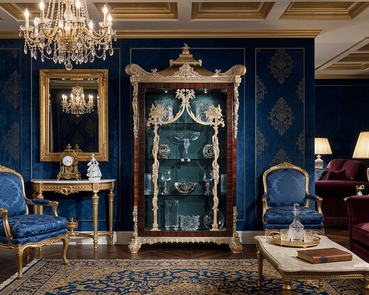 Bespoke Custom Made French Baroque Mahogany Display Cabinet by Dainte Living
