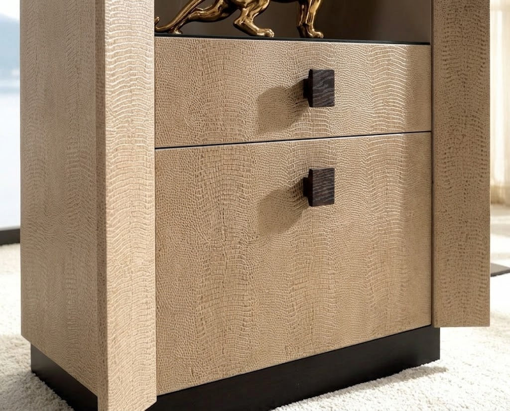 ALIZA Modern Luxury Leather-Lined Display Cabinet