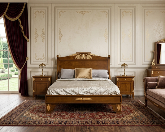Luxurious bedroom furniture set with Victorian French bed frame, side tables. , custom made furniture Singapore Dainteliving