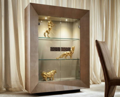 AVERIE Modern Luxury Leather-Lined Display Cabinet