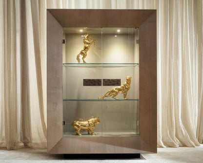 AVERIE Modern Luxury Leather-Lined Display Cabinet