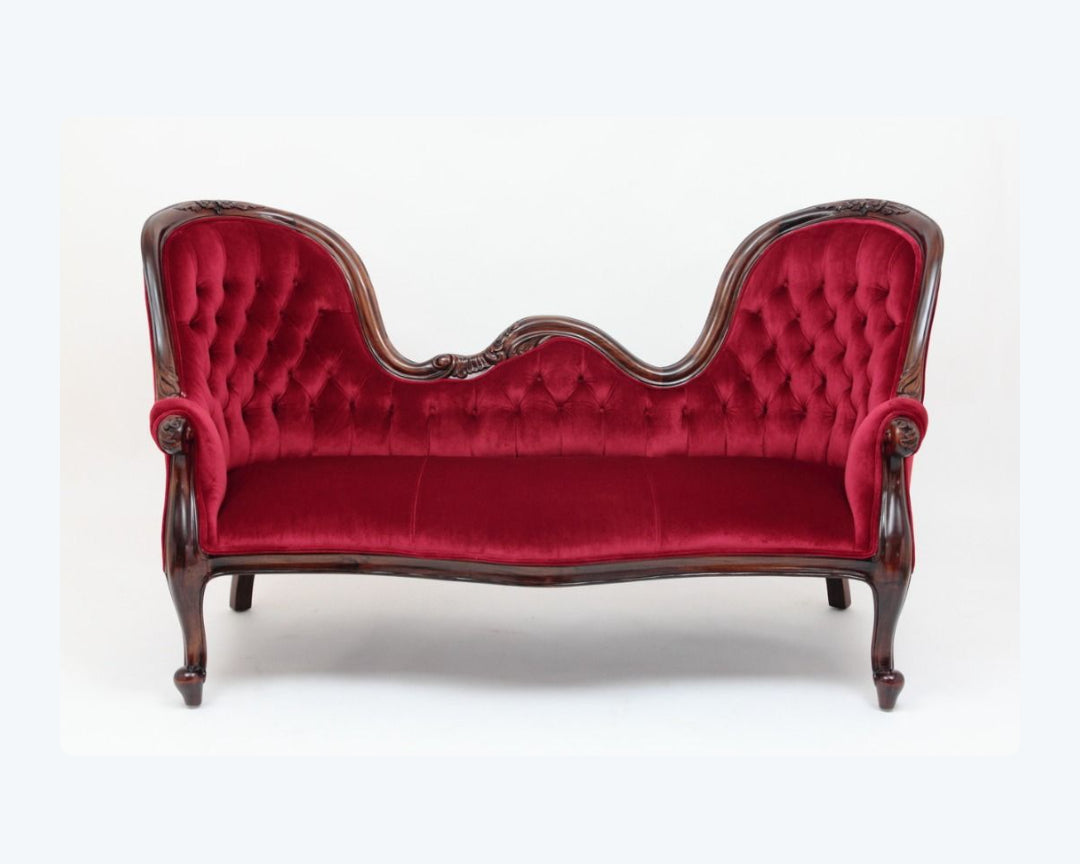 Classic Victorain-Rococo French Sofa in red Italian velvet, custom made furniture Singapore dainte living
