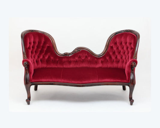 Classic Victorain-Rococo French Sofa in red Italian velvet, custom made furniture Singapore dainte living