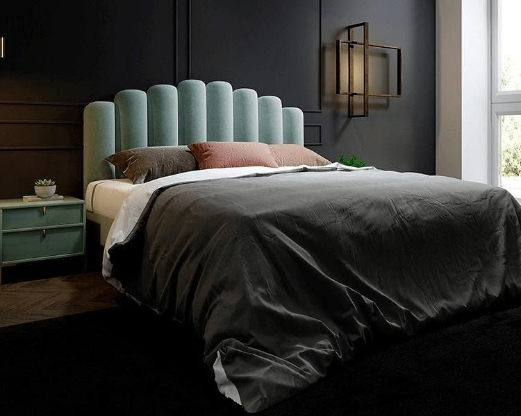 bespoke modern luxury velvet bed frame , custom made furniture Singapore dainteliving