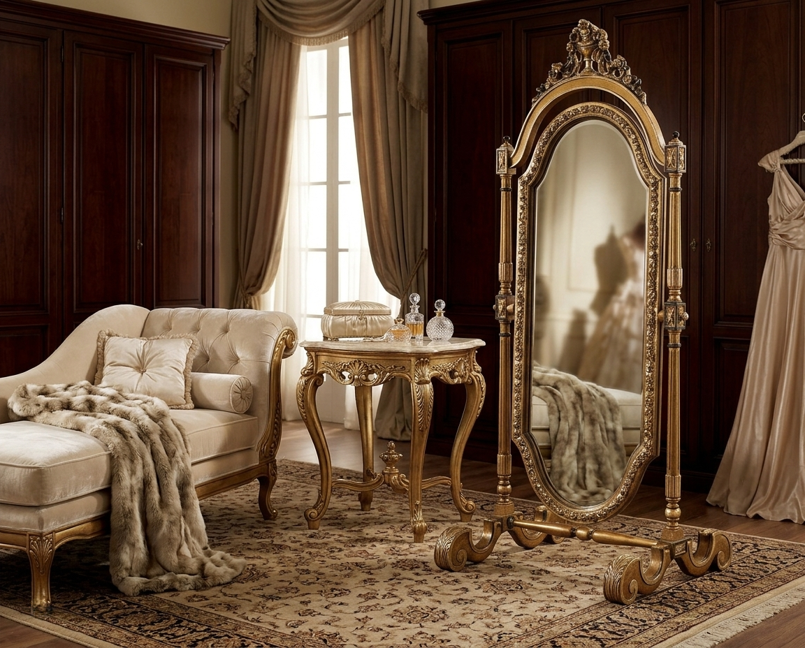 EVANGELINE French Rococo Standing Mirror