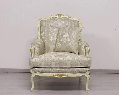 Decorative armchair with floral patterns on a plain background