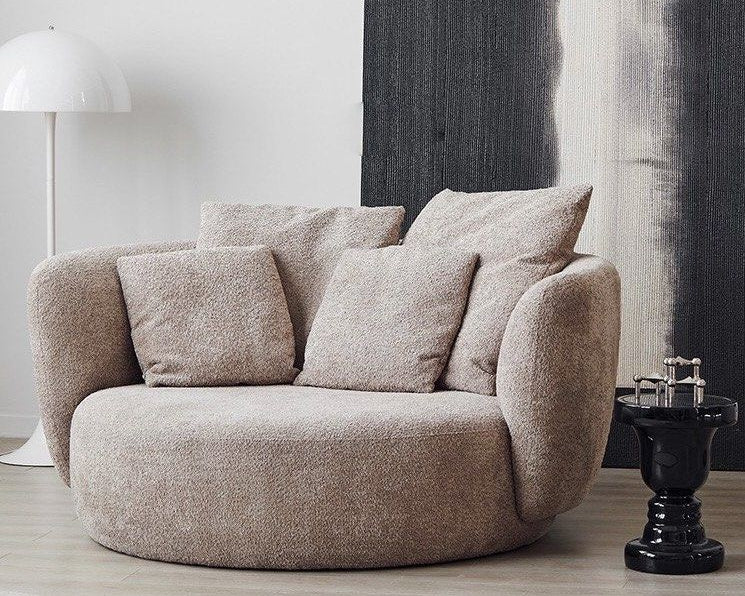 Custom made bespoke boucle fabric lounge chair Singapore
