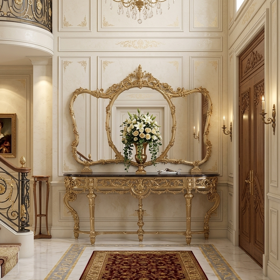 ISABEL Majestic Rococo Mirror & Console Table Set