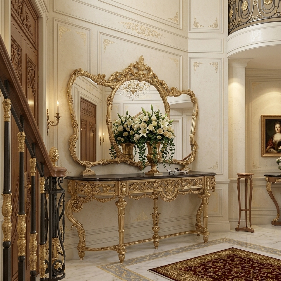 ISABEL Majestic Rococo Mirror & Console Table Set