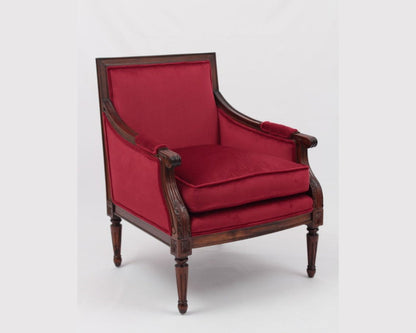 French Bergère Armchair in mahogany wood and italian velvet, custom made furniture Singapore dainte living