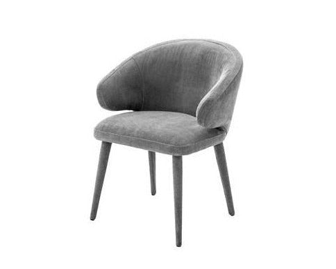 Gray upholstered chair on a white background