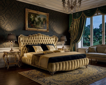 OCTAVIA Glamorous Channel-Tufted Bed Frame