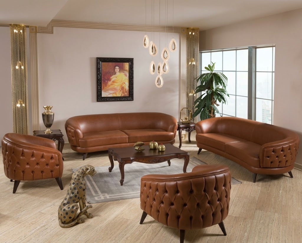 PAULINA Mid-Century Modern Chesterfield Sofa Set