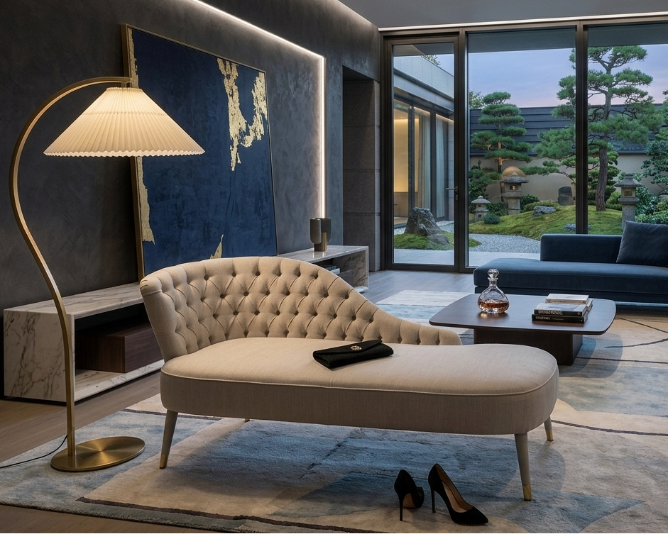 Bespoke Transitional Contemporary Classic Chaise Lounge , custom made furniture singapore dainte living
