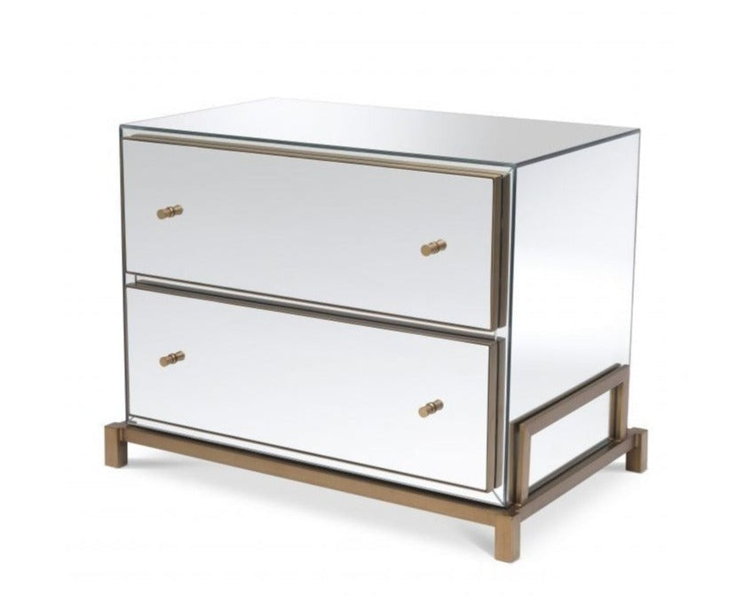 RAEGAN Mirrored Modern Bedside Cabinet