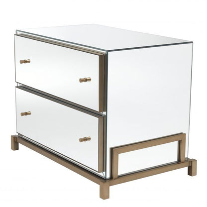 RAEGAN Mirrored Modern Bedside Cabinet
