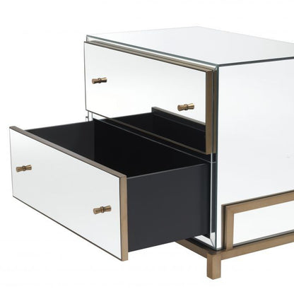 RAEGAN Mirrored Modern Bedside Cabinet