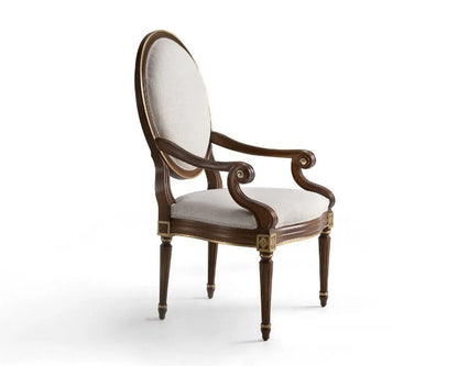 Louis XVI Dining Chair in Velvet and Wood finish with gold accent details