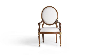 Louis XVI Dining Chair in Velvet and Wood finish with gold accent details