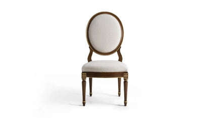 Louis XVI Dining Chair in Velvet and Wood finish with gold accent details
