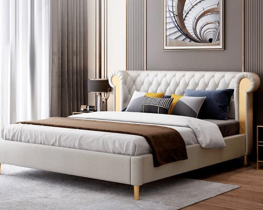 modern luxury chesterfield bed frame, custom made furniture Singapore dainteliving
