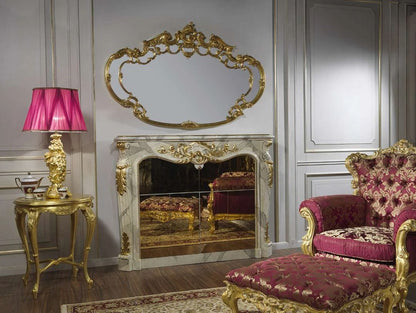 VIOLETTE Baroque Fireplace Mantel with Bar Cabinet