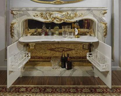 VIOLETTE Baroque Fireplace Mantel with Bar Cabinet