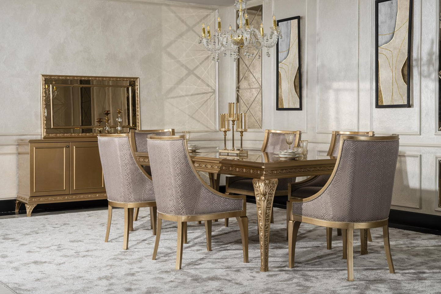 VITTORIA Rococo Dining Table & Chairs Set