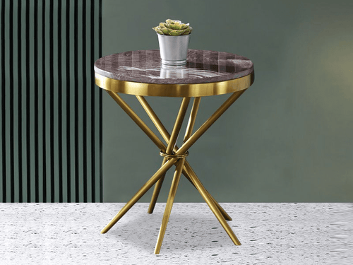 LOVATO Marble Top Chrome Side Table