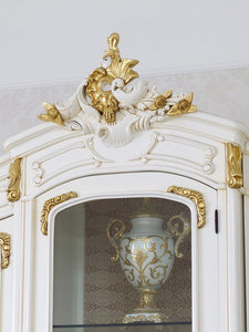 ARNAVI French Baroque Display Cabinet | in Pearl White & Gold