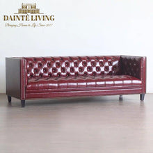 Load image into Gallery viewer, Red Leather Sleek Chesterfield Sofa