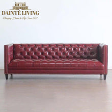 Load image into Gallery viewer, Red Leather Sleek Chesterfield Sofa